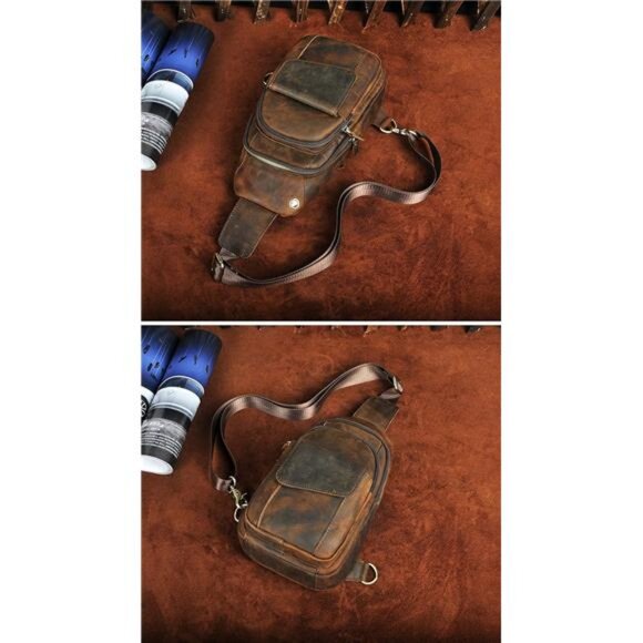 Men Outdoor Casual Travel Hiking Tea Crossbody Chest Sling Bag Rig One Shoulder - Picture 3 of 7